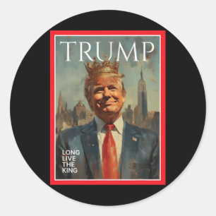 Sticker Rond Président Donald Trump Vive le roi