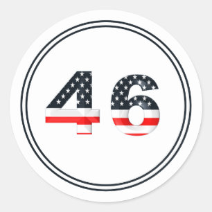 Sticker Rond Président Numéro 46 Drapeau Pro Biden