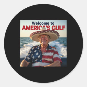 Sticker Rond Président Trump Amérique golfe Mexique Sombrero Am