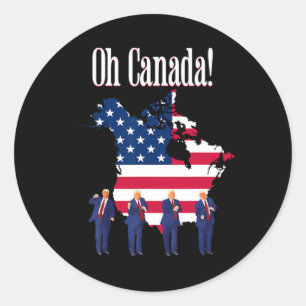Sticker Rond Président Trump Dance Oh Canada Carte Drapeau amér