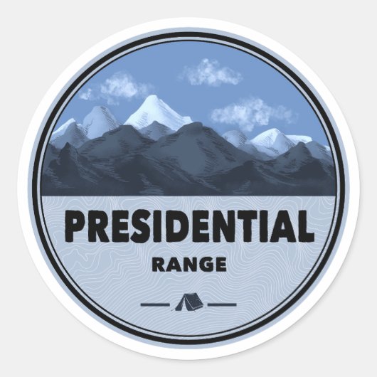 Sticker Rond Presidential Range New Hampshire Camping (Devant)