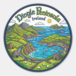 Sticker Rond Presqu'île de Dingle Irlande