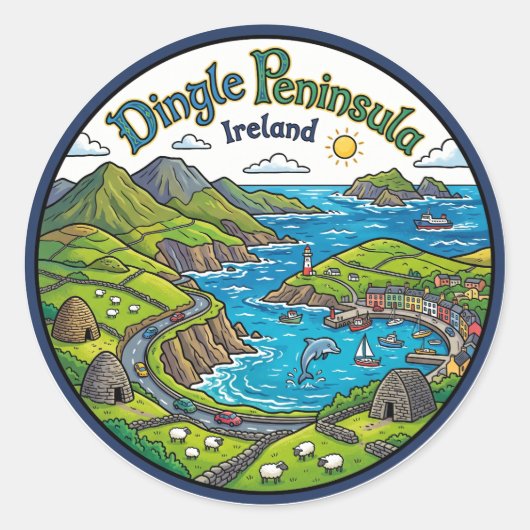 Sticker Rond Presqu'île de Dingle Irlande (Devant)