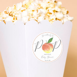 Sticker Rond Prêt À Appuyer Sur Le Baby shower De Pêche Aquarel