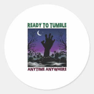 Sticker Rond Prêt à Bascule Main de Zombie Halloween Cimetière