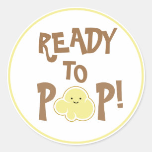 Sticker Rond Prêt à couper le noyau de maïs pop-corn