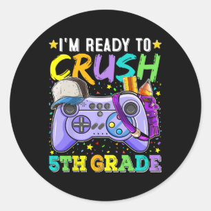 Sticker Rond Prêt À Écraser La 5E Année De Retour À L'École Vid