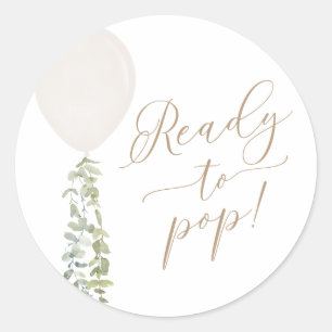 Sticker Rond Prêt à faire sauter le Baby shower d'Eucalyptus bl