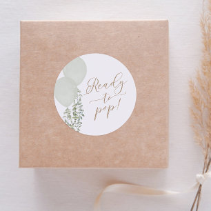 Sticker Rond Prêt à jouer Sage Green Balloon Baby shower jumeau