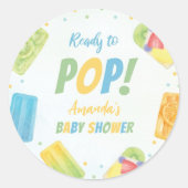 Sticker Rond Prêt À Pop Baby shower Popsicle Summer Party (Devant)