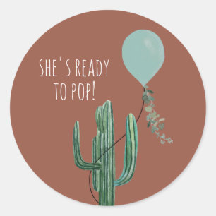 Sticker Rond Prêt à pop Balloon Cactus Terracotta Garçon bébé