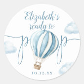 Sticker Rond Prêt À Pop Blue Balloon Baby shower (Devant)