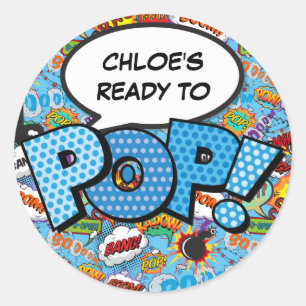 Sticker Rond Prêt à POP Cadeau de Bébé Thème Bande Dessinée Spr