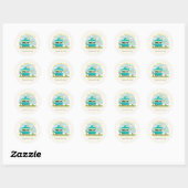 Sticker Rond Prêt À Pop Ice Pop Camper Baby shower Bleu Camper (Feuille)