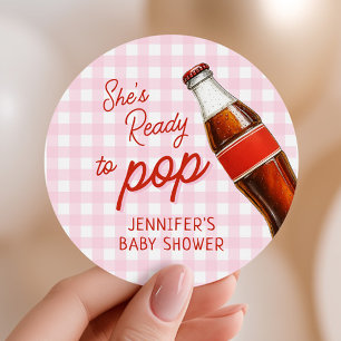 Sticker Rond Prêt À Pop Soda Pop Cola Girl Baby shower