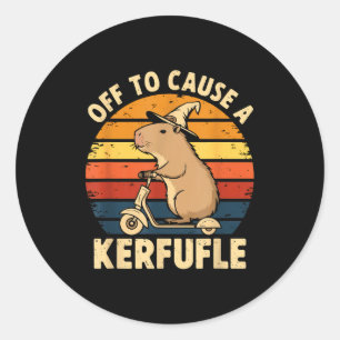 Sticker Rond Prêt à provoquer une pagaille drôle de capybara bl