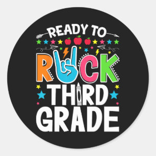 Sticker Rond Prêt à Rock Troisième année drôle premier jour de