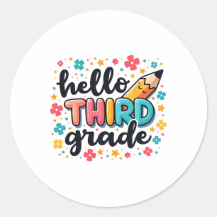 Sticker Rond Prêt pour la 3e année Vêtements de rentrée scolair