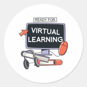 Sticker Rond Prêt pour l'apprentissage virtuel