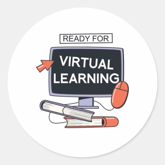Sticker Rond Prêt pour l'apprentissage virtuel (Devant)