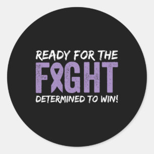 Sticker Rond Prêt Pour Le Combat Déterminé Pour Gagner Le Cance