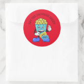Sticker Rond prêt pour le pop-corn (Sac)