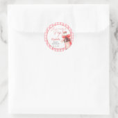 Sticker Rond Prête à éclater Bouteille de soda avec un nœud rou (Sac)