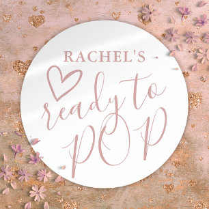 Sticker Rond Prête à éclore Fête de Bébé Fille Rose Poussiéreus