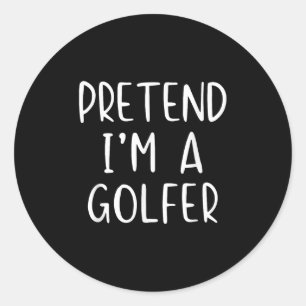 Sticker Rond Prétendre Costume de Golfeur Halloween Simple Funn