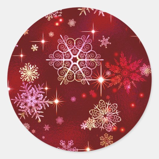 Sticker Rond Prettiest Snowflakes Motif Red ID846 (Devant)