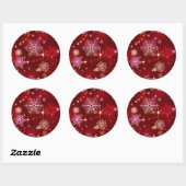 Sticker Rond Prettiest Snowflakes Motif Red ID846 (Feuille)