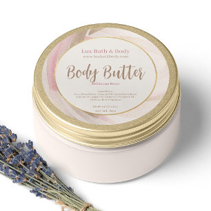 Sticker Rond Pretty Neutral Pink Brushstroke Gold Product Label