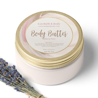 Sticker Rond Pretty Neutral Pink Brushstroke Gold Product Label