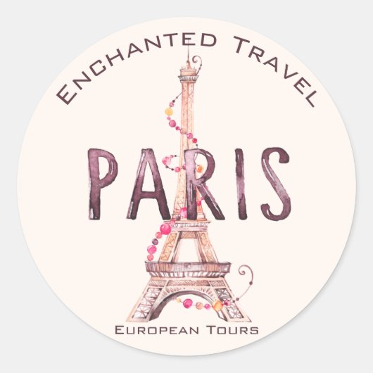 Sticker Rond Pretty Paris/European Travel Marketing/Packaging (Devant)