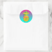 Sticker Rond Pretty Pineapple sur Ombre Arrière - plan (Sac)