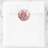 Sticker Rond Pretty Pink Elven Fairy & Dragon (Sac)
