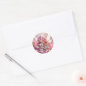 Sticker Rond Pretty Pink Elven Fairy & Dragon (Enveloppe)