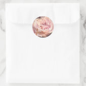 Sticker Rond Pretty Pink Rose On Pale Gray  (Sac)