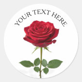 Sticker Rond Pretty red rose flower romantic custom (Devant)