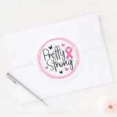Sticker Rond Pretty Strong Breast Cancer Awareness (Enveloppe)