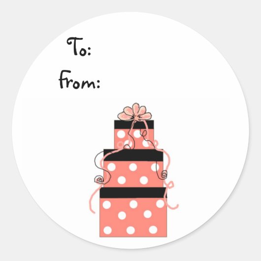 Sticker Rond Pretty Wrapped Packages en rose et Brown (Devant)