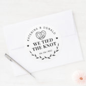 Sticker Rond Pretzel Nous Avons Lié Le Mariage De Knot (Enveloppe)