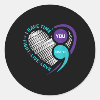Sticker Rond Prévention du suicide Coeur Semi-Colon Vous