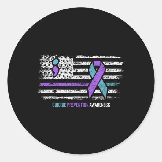 Sticker Rond Prévention du suicide drapeau américain Sensibilis (Devant)