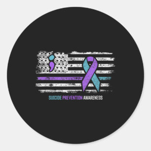 Sticker Rond Prévention du suicide drapeau américain Sensibilis
