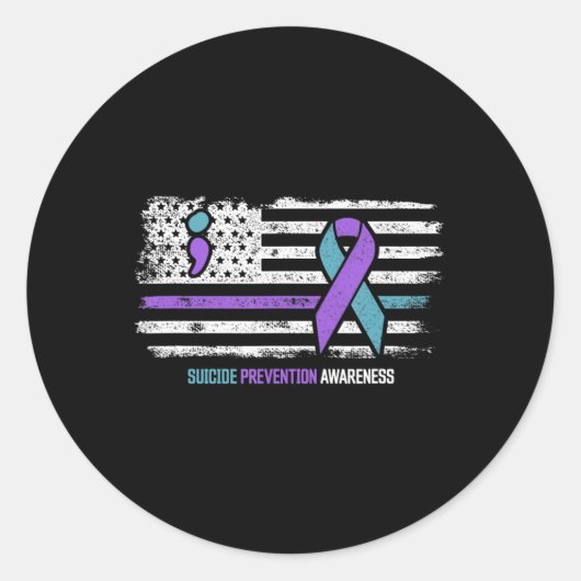 Sticker Rond Prévention du suicide drapeau américain Sensibilis (Devant)