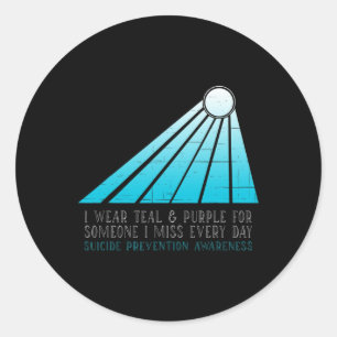 Sticker Rond Prévention Du Suicide Je Porte Turquoise Et Violet