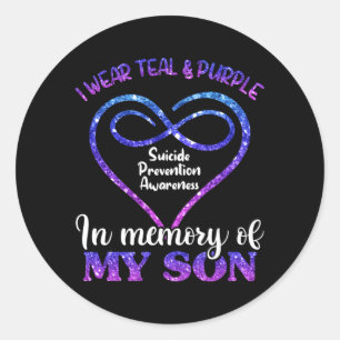 Sticker Rond Prévention du suicide masculin sarcelle violet en