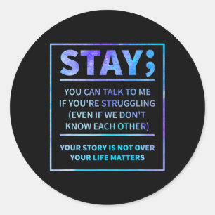 Sticker Rond Prévention du suicide Semicolon Santé mentale