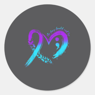 Sticker Rond Prévention du suicide Sensibilisation Cœur Turquoi